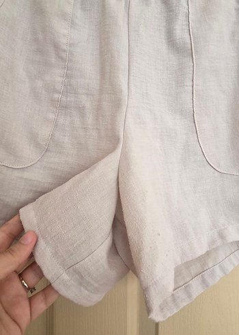 Bej Keten Mini Şort - Görsel 2