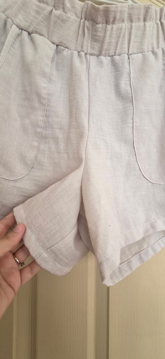 Bej Keten Mini Şort - Görsel 2