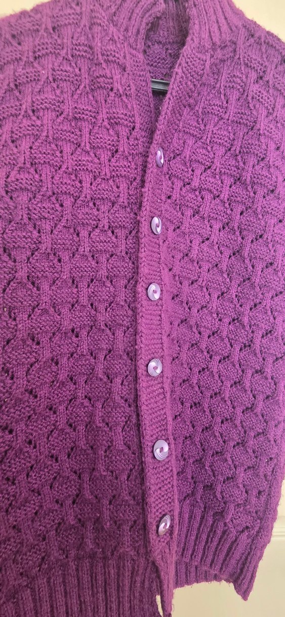 Düğmeli Mor Örgü Kadın Yelek - Görsel 4