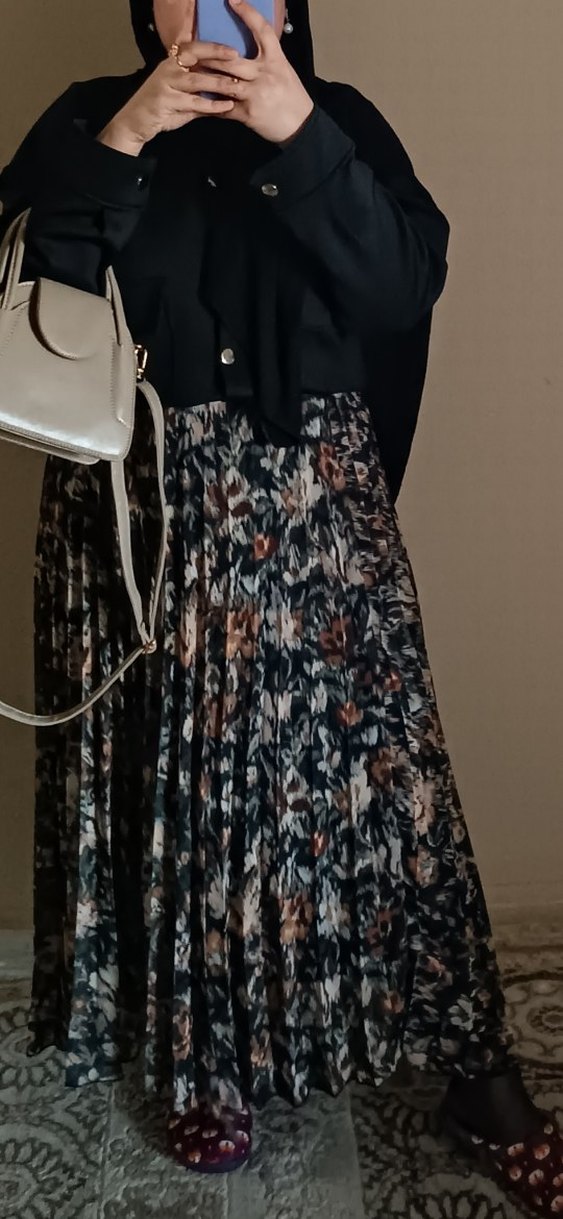 Çok Renkli Pileli Uzun Etek - Görsel 2