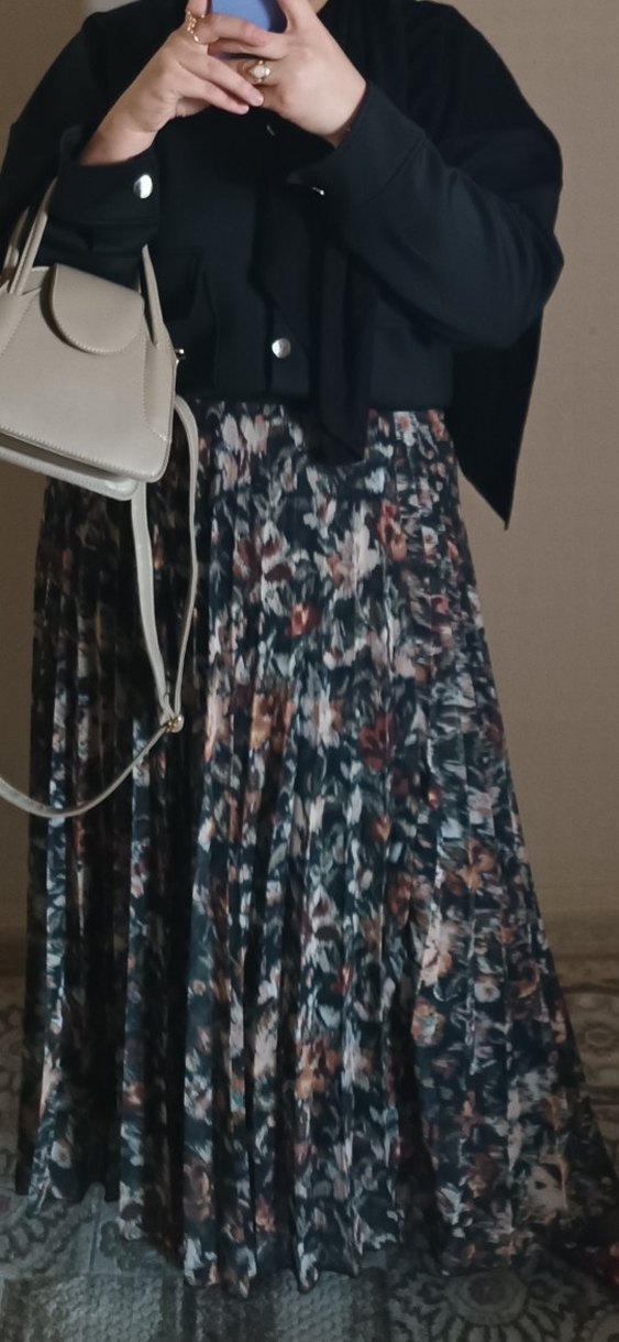 Çok Renkli Pileli Uzun Etek - Görsel 3