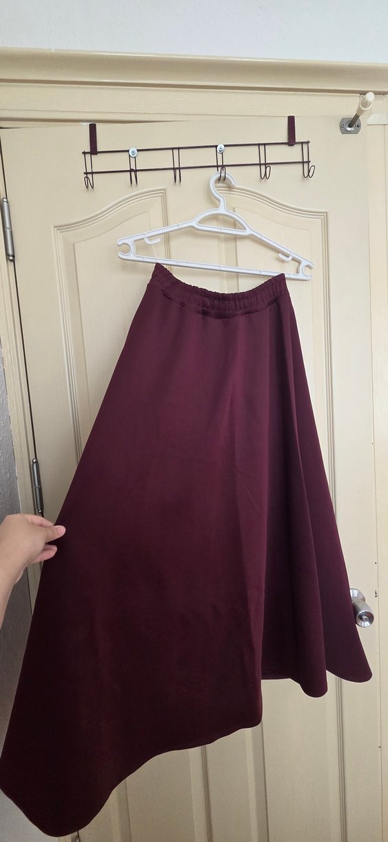 Bordo Uzun Salaş Kadın Etek - Görsel 2