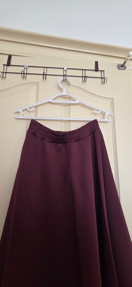 Bordo Uzun Salaş Kadın Etek - Görsel 3