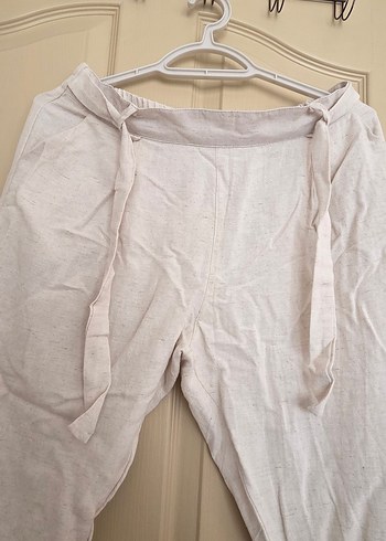 Gri Kadın Keten Rahat Kesim Pantolon - Görsel 2