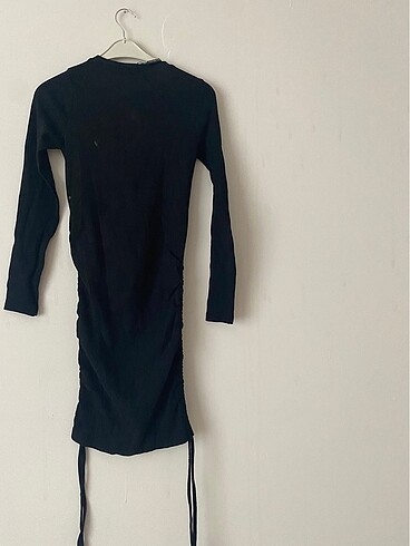 Siyah triko elbise - Görsel 5