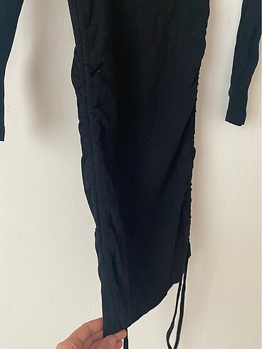 Siyah triko elbise - Görsel 6