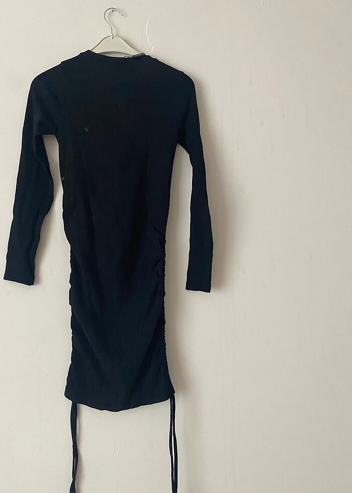 Siyah triko elbise - Görsel 5