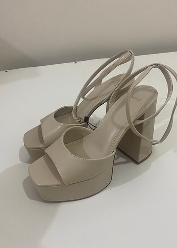 Bej Kadın Platform Topuklu Ayakkabı - Görsel 8