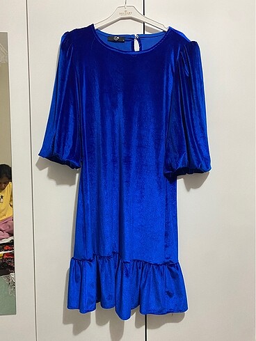 Diğer Mavi kadife elbise