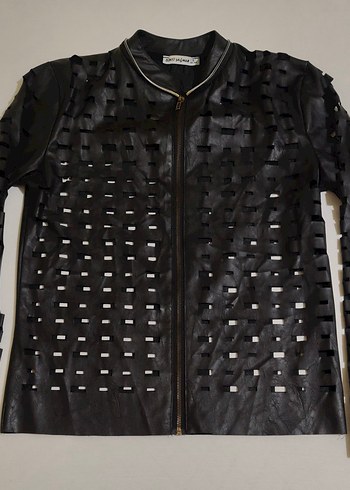 Siyah Avant-Garde Deri Biker Ceket