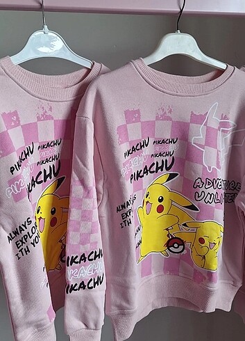6 Yaş Beden pembe Renk Pikachu desenli sweatshirt