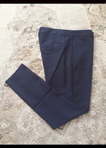 Lacivert Kadın Kumaş Cigarette Pantolon - Görsel 2