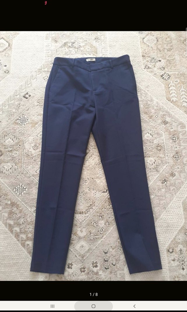 Lacivert Kadın Kumaş Cigarette Pantolon - Görsel 4