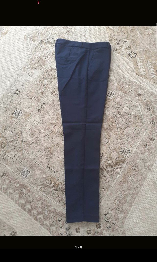 Lacivert Kadın Kumaş Cigarette Pantolon - Görsel 3