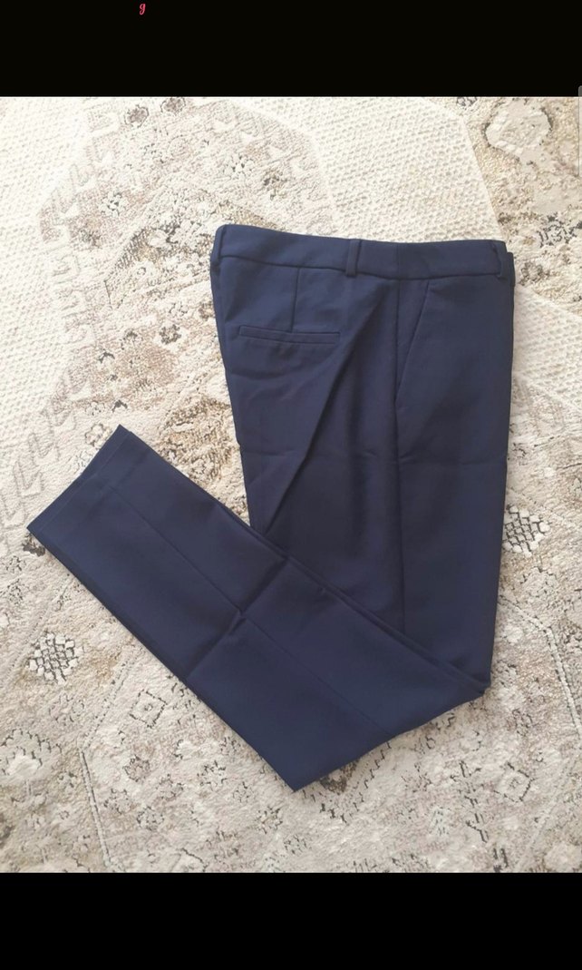 Lacivert Kadın Kumaş Cigarette Pantolon - Görsel 2