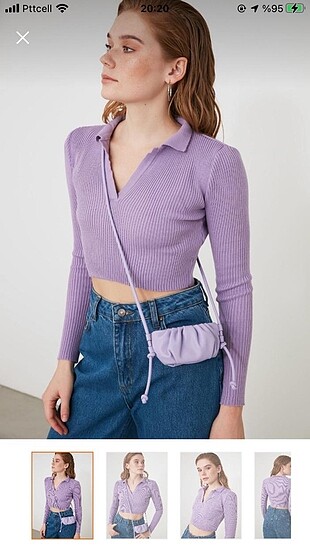 Trendyolmilla lila crop kazak