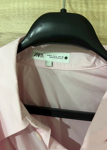 s Beden Zara Pembe Drapeli Uzun Kollu Keten Gömlek