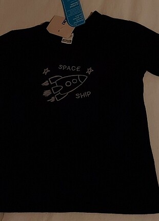 Space ship siyah bebek tişörtü 