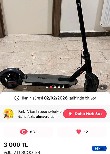 Volta VT1 Siyah Çocuk Scooter - Görsel 2