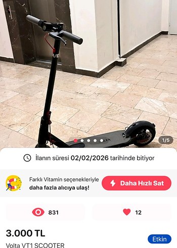 Volta VT1 Siyah Çocuk Scooter - Görsel 3