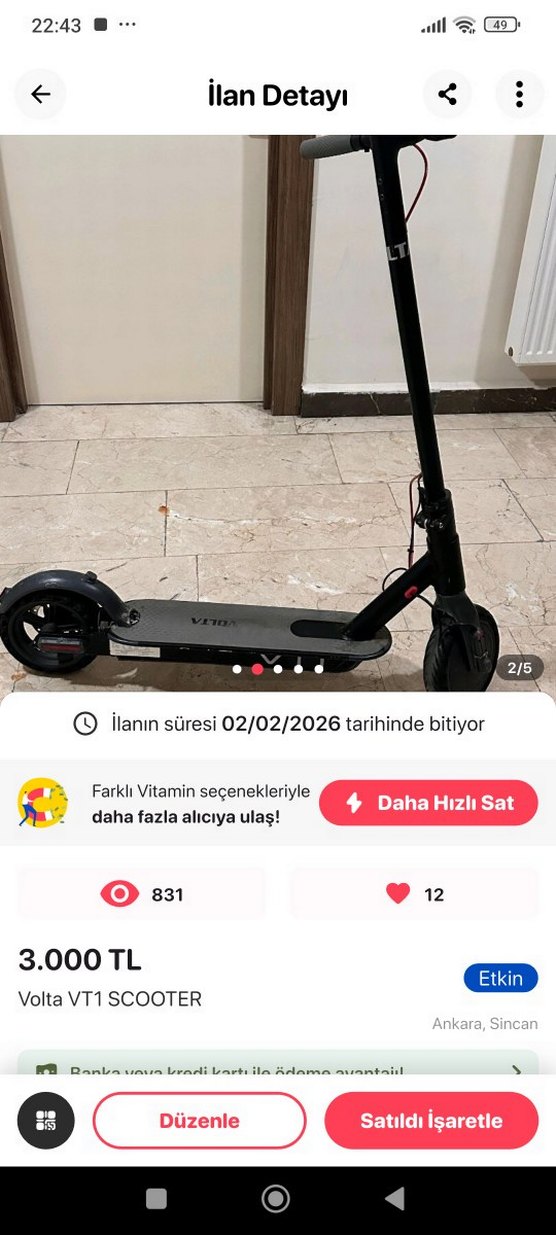 Volta VT1 Siyah Çocuk Scooter - Görsel 2
