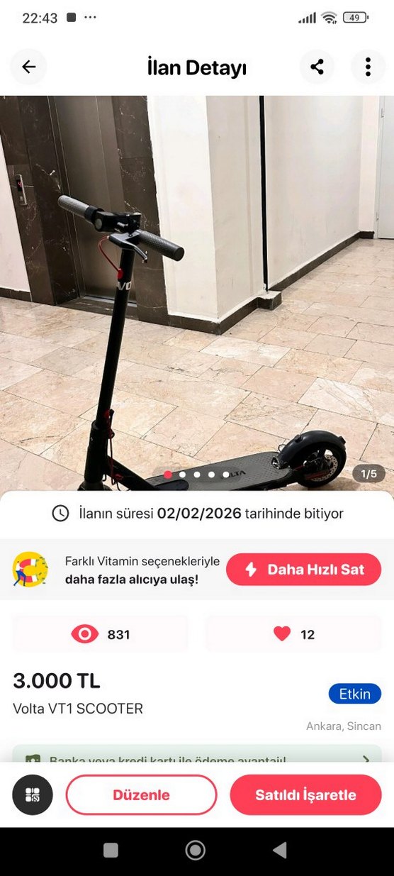 Volta VT1 Siyah Çocuk Scooter - Görsel 3