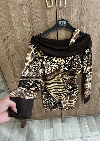 Leoparlı kadın bluz