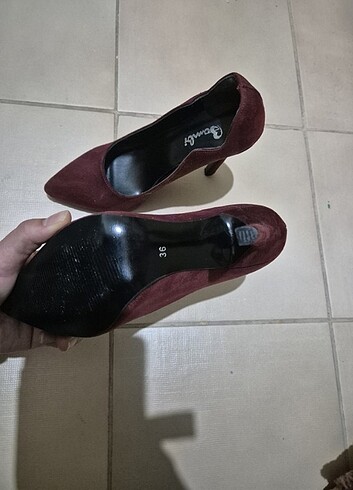 36 Beden bordo Renk Bambi bordo süet stiletto 