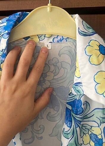 l Beden Zara mavi yeşil çiçekli elbise