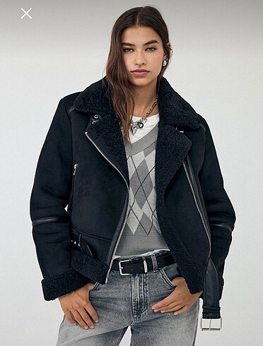 Stradivarius Kürklü Biker Ceket