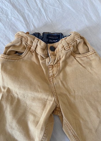 6 Yaş Beden Bej Düğmeli Erkek Denim Şort