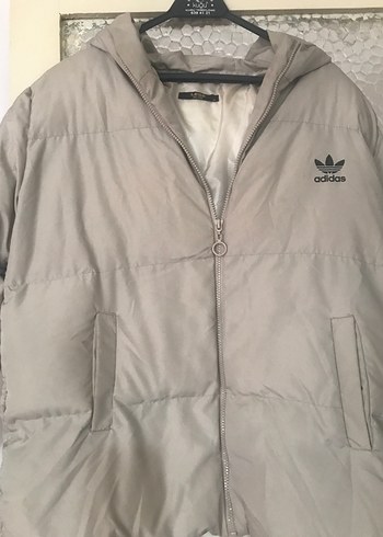 Gri Adidas Kapüşonlu Fermuarlı Kadın Ceket