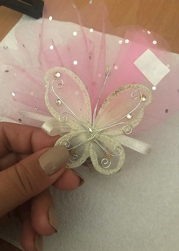  Beden pembe Renk Pembe Kurdeleli Kelebekli Düğün Aksesuarı