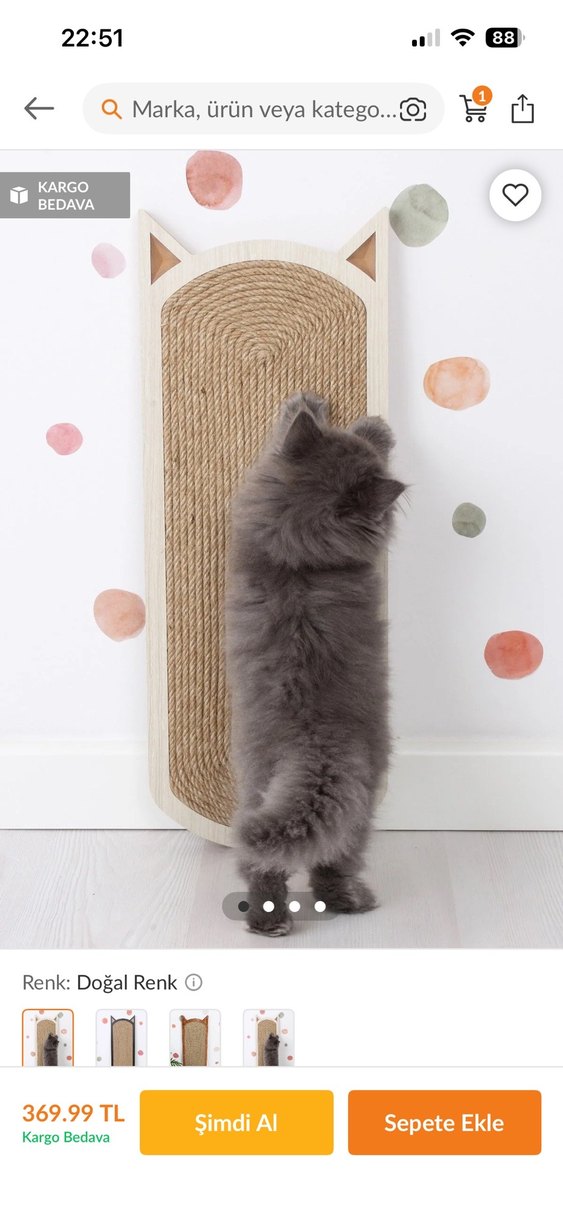 Bej Kedi Duvar Tırmalama Tahtası - Görsel 2