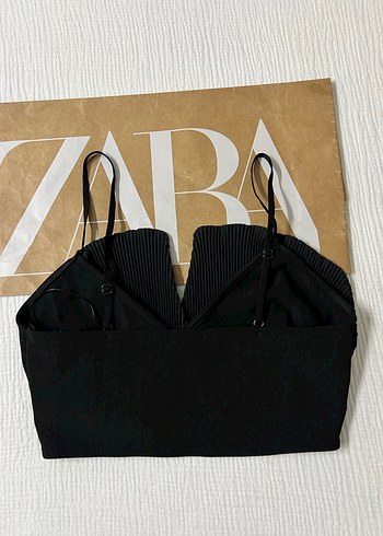 Zara Kadın Siyah Pilili Mini Bustiyer - Görsel 3