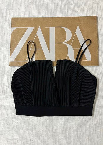 Zara Kadın Siyah Pilili Mini Bustiyer - Görsel 5