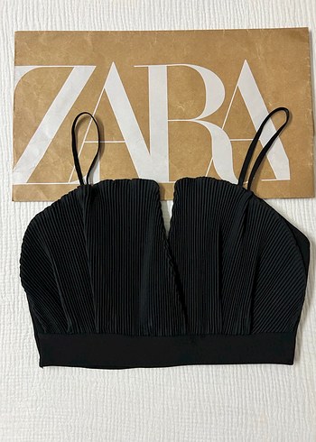 Zara Kadın Siyah Pilili Mini Bustiyer - Görsel 4