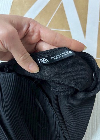 Zara Kadın Siyah Pilili Mini Bustiyer - Görsel 7