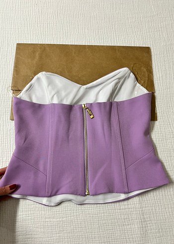 Kadın Mor Süet Straplez Bustiyer - Görsel 2