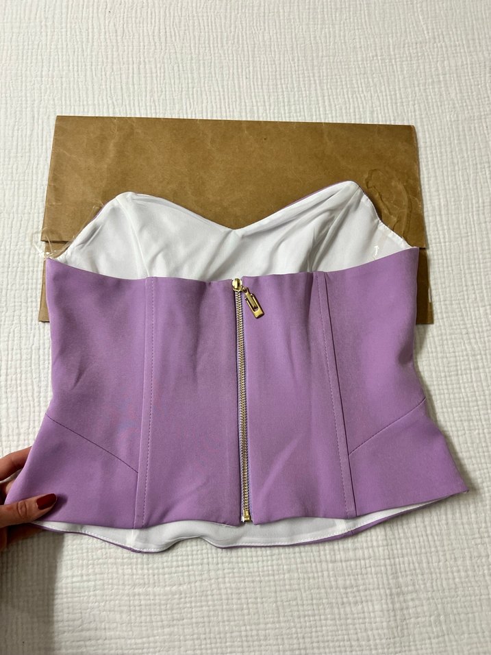 Kadın Mor Süet Straplez Bustiyer - Görsel 2