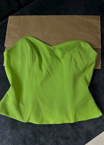 Yeşil Drapeli Straplez Büstiyer - Görsel 2