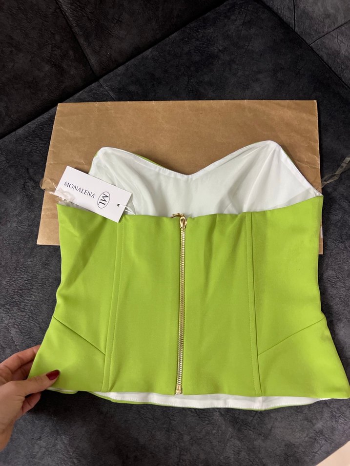 Yeşil Drapeli Straplez Büstiyer - Görsel 3