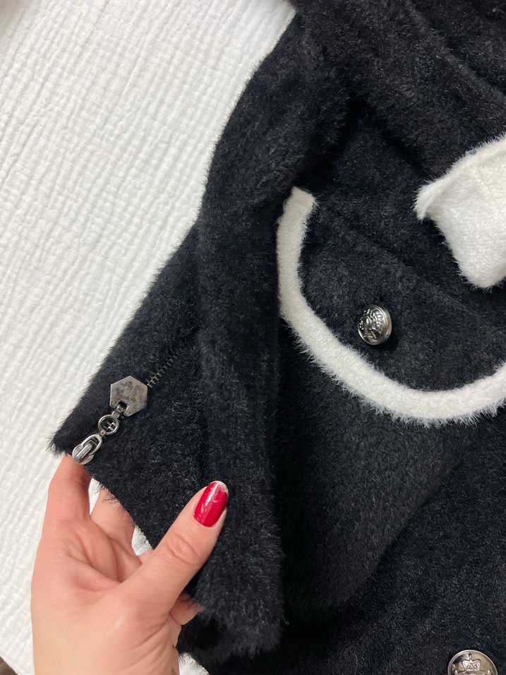 Siyah Beyaz  Kadın Ceket - Görsel 4