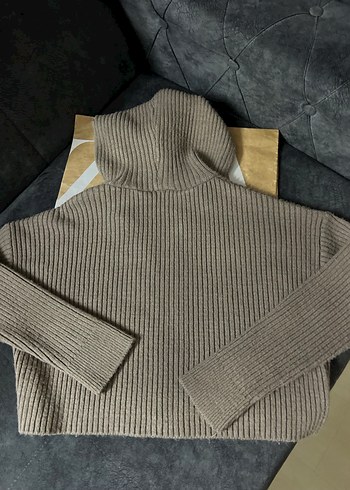 Kahverengi Kapüşonlu Kadın Triko Hırka - Görsel 4