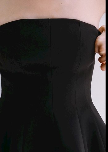 Kadın Siyah Pilili Straplez Büstiyer - Görsel 3