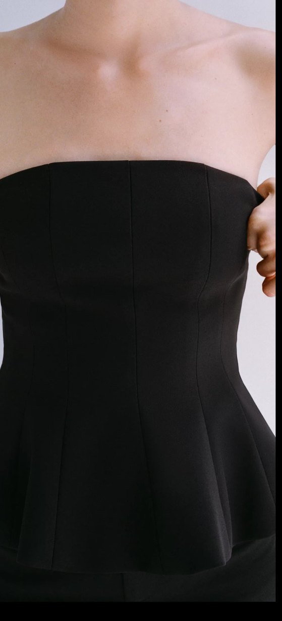 Kadın Siyah Pilili Straplez Büstiyer - Görsel 3