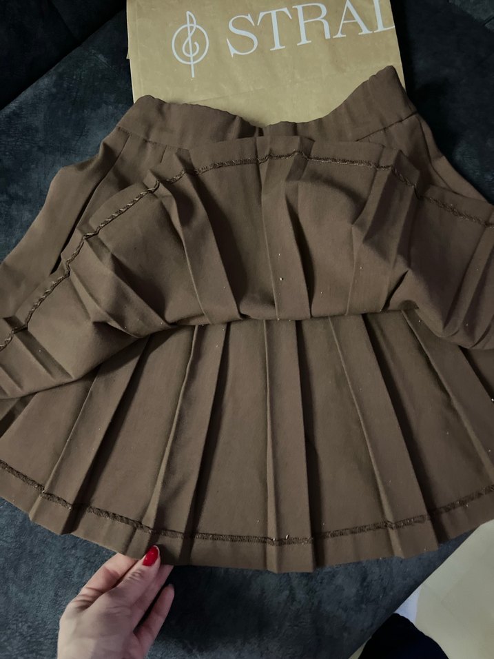 Kahverengi Pilili Mini Etek - Görsel 4