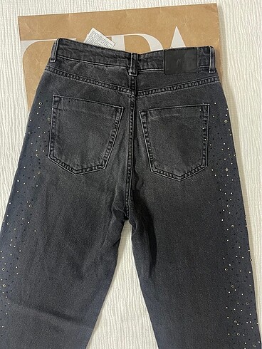 xs Beden gri Renk Taşlı zara jean