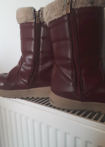 Kız Çocuk bordo Kürklü Deri Bot - Görsel 3