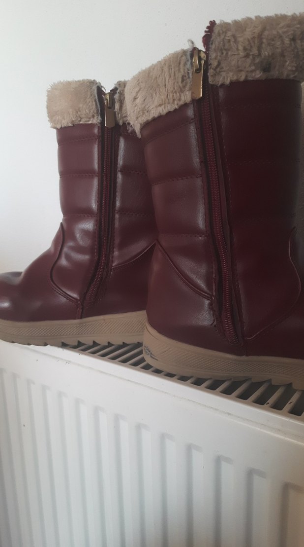 Kız Çocuk bordo Kürklü Deri Bot - Görsel 3